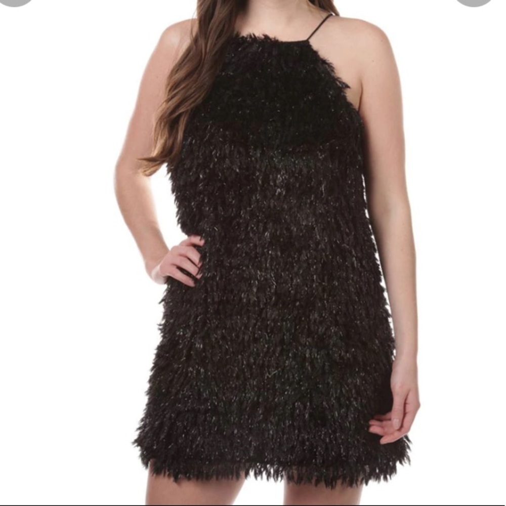 Nwt TCEC FEATHER tassel dress L fairy grunge